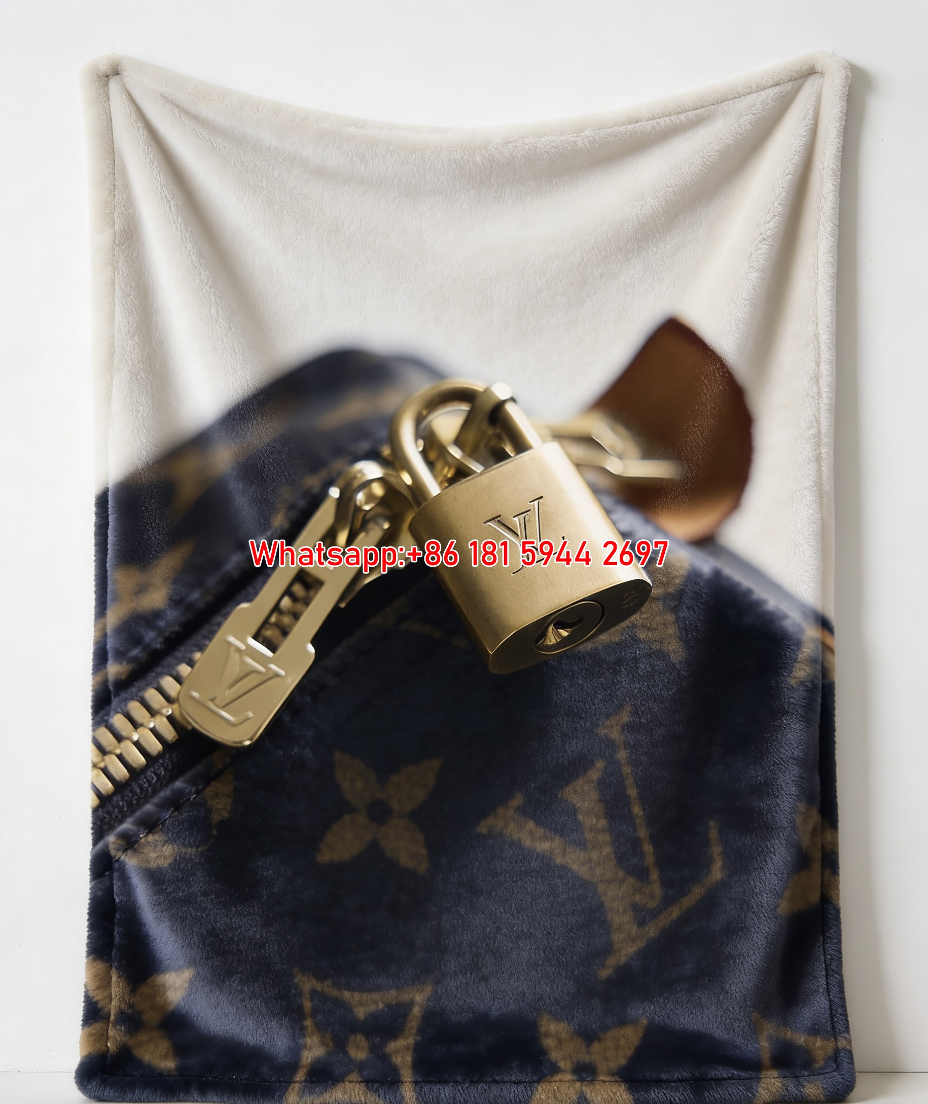 Luxury LV Monogram Lock Detail Flannel Sofa Throw Blanket 474
